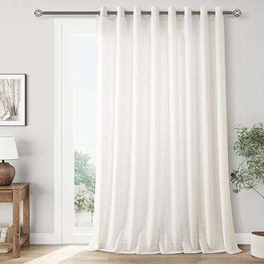 Imagem de Cortinas de linho extra largas de 254 x 259 cm para divisória de sala de estar, cortinas semitransparentes, para portas deslizantes, decoração costeira natural, painéis de cortina do chão ao teto
