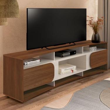 Imagem de Rack Tv 86 Pol 220cm com 2 Portas Reno Cedro/Off White A09 - Mpozenato
