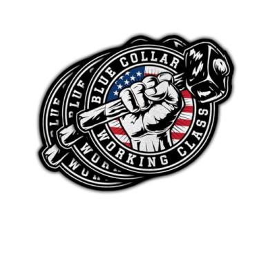 Imagem de Adesivo de colarinho azul da classe trabalhadora americano orgulho do trabalho martelo mecânico soldador presente para trabalhadores da construção civil colarinho azul adesivos da classe trabalhadora