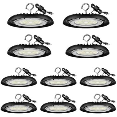 Imagem de dephen Luminárias De Teto Plug-In 150 W, Luminária Pendente Led 5000 K, Baía 16.500 M Altura Com Gancho Americano, Trabalho Ca 120 V Para Garagem, Loja, Porão, Celeiro, Armazém, Listada Pela Ul, Pac