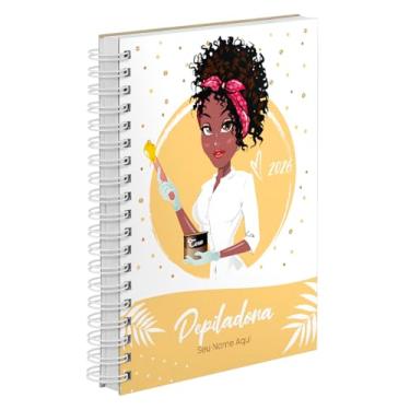 Imagem de Agenda Comercial 2026 Personalizada Capa Dura Depiladora Cachos Cores (Amarela)