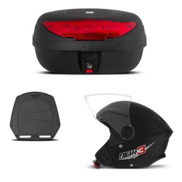 Imagem de Baú 45 Litros Pro Tork + Capacete New Liberty Three, 56, PRETO FOSCO