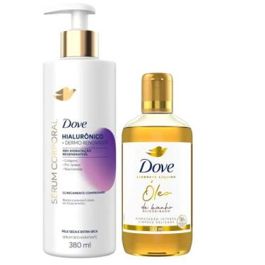 Imagem de Kit Dove Sérum Corporal Hialurônico 380ml + Óleo De Banho Glicerinado 