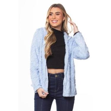 Imagem de Casaco Teddy Aveludado com Capuz Zipituka 1964 Azul-Feminino