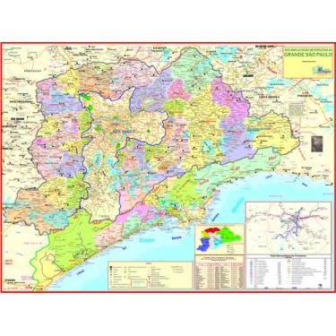 Imagem de Mapa Grande São Paulo Baixada Santista Político Rodoviario - Multimapa