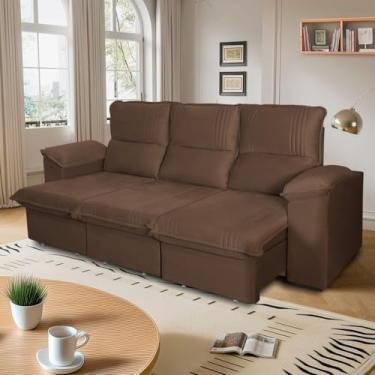 Imagem de Sofá Retrátil Reclinável America 2.30m Suede Marrom - King House