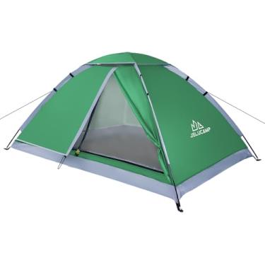 Imagem de JELUCAMP Tendas de cúpula para 1/2 pessoa para acampamento, leve e portátil, barraca de mochila, pequena, fácil de configurar, ao ar livre, impermeável, acampamento, caminhada para adultos, barraca