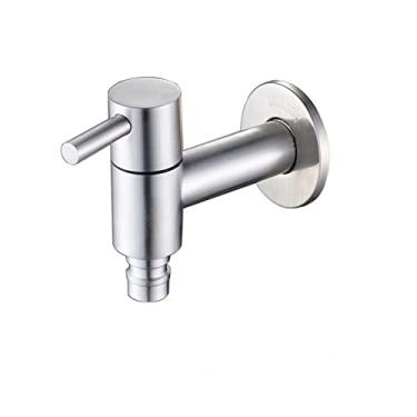 Imagem de Torneira de pia de banheiro de aço inoxidável montada na parede, torneira de água fria para lago, torneiras utilitárias de lavanderia de jardim, rosca G1/5.1 cm