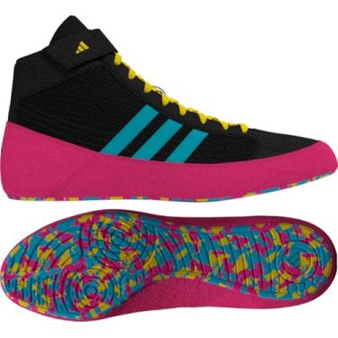 Imagem de adidas Tênis de luta livre HVC juvenil, Preto/Ciano/Rosa, 39