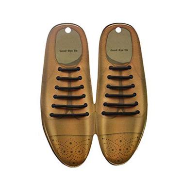 Imagem de Cadarços elásticos VASGO-No Tie, sapatos de couro de silicone elástico encerado fino Oxford redondo sapatos sapatos, Preto, unisex-child