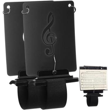 Imagem de Feifeiya 2 conjuntos de pastas de lira para flauta para banda marcial, com 2 furos ajustáveis para partituras e suporte para trompete de clarinete