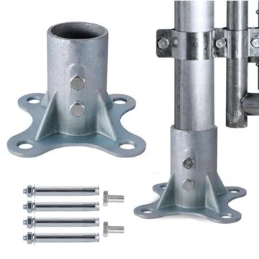 Imagem de Poste de cerca de 6 cm Flange de piso, poste de cerca de corrente, poste de cerca galvanizado com flange de tubo (pacote com 1)