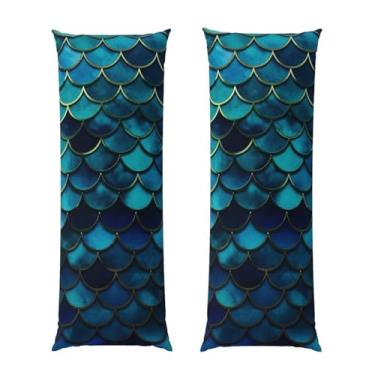 Imagem de Capa de travesseiro corporal com zíper oculto, fronha longa de microfibra macia e respirável para travesseiro corporal, capas de travesseiro com padrão de escama de peixe azul para dormir, presente de