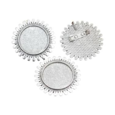 Imagem de Broche de Bronze Banhado a Prata - Estilo Folhas - 5 Peças com Base pa