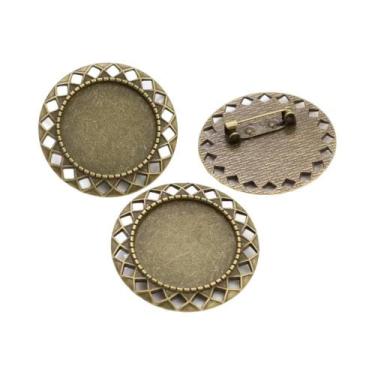 Imagem de Broche de Bronze Banhado a Prata - Estilo Folhas - 5 Peças com Base pa