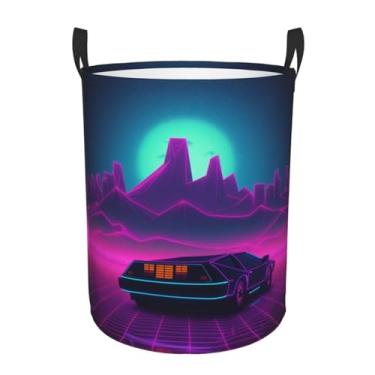Imagem de Retrowave Pictures cesto de roupa suja dobrável à prova d'água cesto de armazenamento de roupas com alças pano oxford organizador de brinquedos cesta para banheiro, lavanderia, quarto, pequeno
