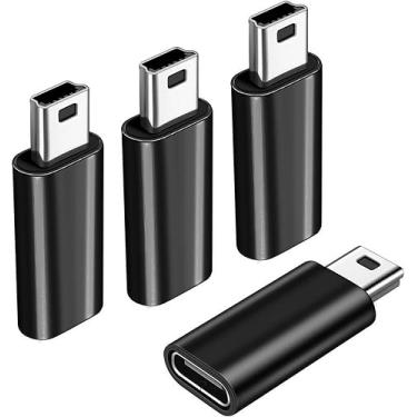 Imagem de Pacote com 4 adaptadores USBC para Mini USB, adaptador USB Mini para Usbc suporta sincronização de dados e carregamento compatível com câmera digital, receptor GPS, câmera de painel, leitor de MP3 e