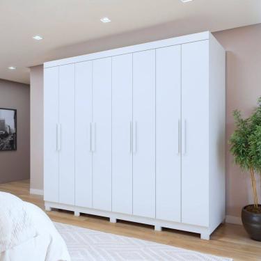 Imagem de Guarda-roupa 8 Portas 4 Gavetas com Pé Andara Soft Branco