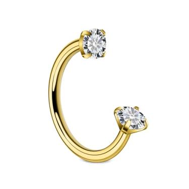 Imagem de Ftovosyo Anel de nariz em ferradura 20G 18G titânio anel de nariz sapato de cavalo anéis de narina para mulheres piercing de ferradura dupla joia piercing de narina 8 mm diâmetro interno, Metal