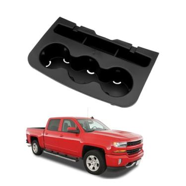 Imagem de Forro de suporte de copo, compatível com Chevy Silverado/GMC Sierra 1500/2500/3500 HD 2014-2020, Suburban, Tahoe, Yukon, suporte de apoio de braço do console central frontal, suporte para 3 copos