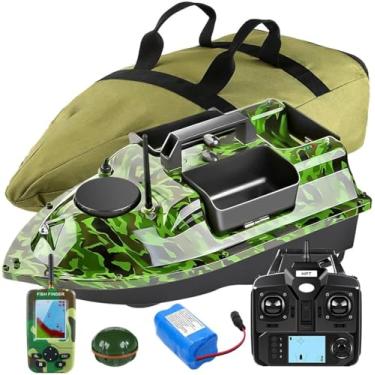 Imagem de 500m Gps Barco Isca De Pesca Com 3 Tipo Catapulta Isca Hoppers Carpa Pesca Isca Barco Carpa Gancho Post Barco, Localizador De Peixes Com Sonar Sensor, Camo Boat With Fishfinder