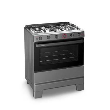 Imagem de Fogão a Gás Mesa Inox Super Chama Forno 84L Limpa Fácil e Acendimento Automático IDEAL Super F5IAT Cor Titanium 5 bocas Bivolt