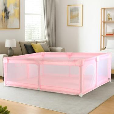 Imagem de Cercadinho para Bebê Infantil Cercado Chiqueirinho 150x180cm Proteção Baby Style Zeus Criança Seguro Desmontável Portátil Telado Interno e Externo (Rosa)