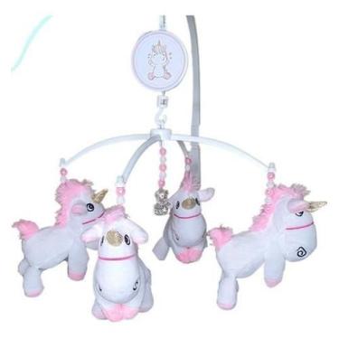 Imagem de Mobile Berço Musical Menina Unicórnio Giratório Bebê - Erich Baby