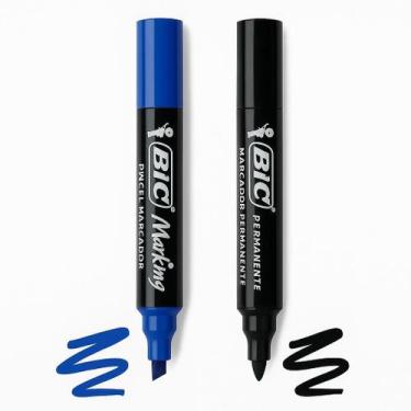 Imagem de Kit 2 Marcadores Permanentes BIC Marking  Escolha Sua Cor, Preto e Azu