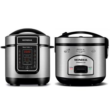 Imagem de Kit Mondial Panela Elétrica PE-43-6X e Panela de Pressão PE-40 220V