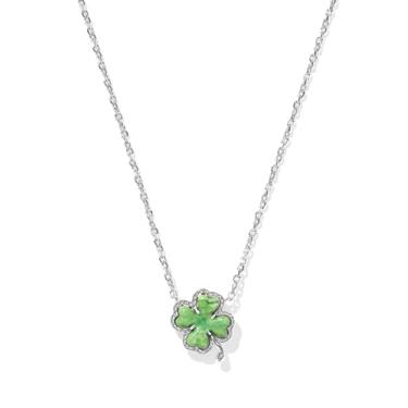 Imagem de Kendra Scott Colar feminino com pingente curto de trevo prata verde limão magnesita tamanho único, One Size, Latão, Sem Pedra Preciosa