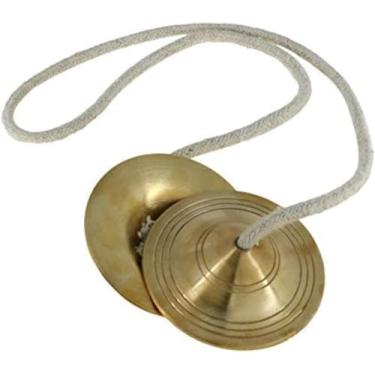 Imagem de Pratos de mão Harmony Manjeera, par de metal de 8,5 cm, instrumento musical indiano tradicional para Pooja, Temple, Kirtan