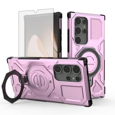 Imagem de Asuwish Capa de telefone para Samsung Galaxy S24 Ultra 5G com protetor de tela de vidro temperado e suporte magnético suporte suporte acessórios de celular rígido protetor S24Ultra 24S S 24 24Ultra