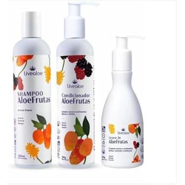 Imagem de Kit Shampoo condicionador Leave in Cabelos Cacheados Aloe Vera Frutas