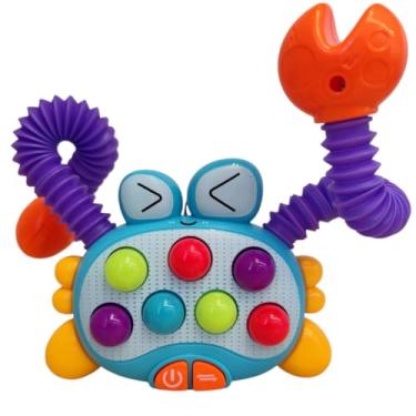 Imagem de Brinquedo Sensorial Educatico Para Bebê e Criança caranguejo Estica e puxa POP IT Musical (Azul)