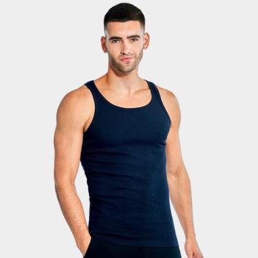 Imagem de Regata Masculina Modelo Americano Canelada  - Levitali, Azul, Marinho,