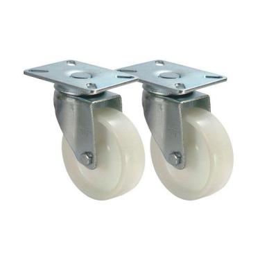 Imagem de Kit 2 un roda rodízio giratório nylon 3 polegada 75mm - AJAX