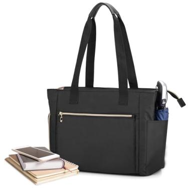 Imagem de CURMIO Bolsa feminina para professores, bolsa de trabalho portátil para professores, com manga acolchoada e compartimentos para laptop, material escolar, presentes ideais para professores,