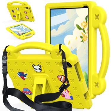 Imagem de YRH Capa para tablet Android Urao C107 25.7 cm 2024, capa infantil EVA à prova de choque com alça de suporte para tablet Urao 25,1 polegadas (amarelo)