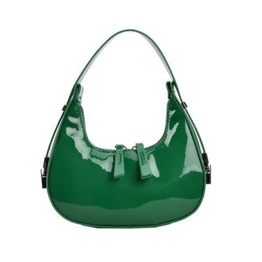 Imagem de Rcheommo Bolsa feminina vintage crescente nas axilas Y2K 90s bolsa clutch bolsas Hobo com zíper bolsa de ombro bolsas pequenas, Verde, One Size