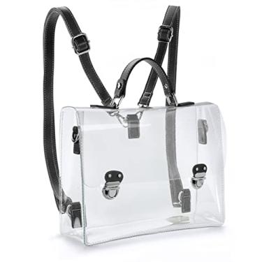 Imagem de Mochila de PVC transparente para estádio aprovada em estádios multifuncionais, bolsa mensageiro, unissex, bolsa transversal, Preto, Medium