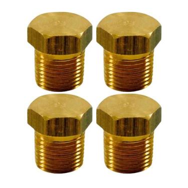 Imagem de Plugue Bujão Aço Rosca Macho 1/4 Npt  Kit Com 4 Unidades - STORE AUTO
