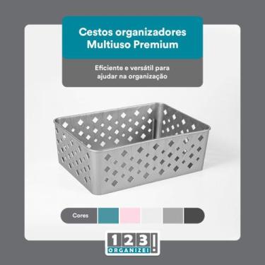 Imagem de Cesto Multiuso Organizador Premium Cinza 123Organizei - 123 Organizei