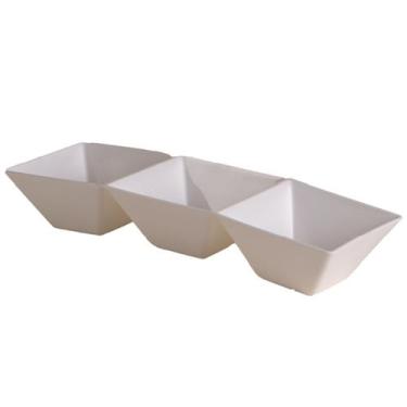 Imagem de Petisqueira Retangular Branca Com 3 Divisões LE CHEF 24x8x4,5Cm 1792 P
