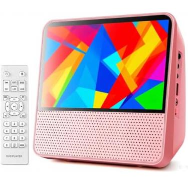 Imagem de Leitor de DVD VCD CD Bluetooth Portátil De 9,8" Com 7'' Tela HD 1024x600, 4000 Mah Recarregável, Som Estéreo Hi-Fi, Sincronização de TV, Retomada de Reprodução (Rosa)