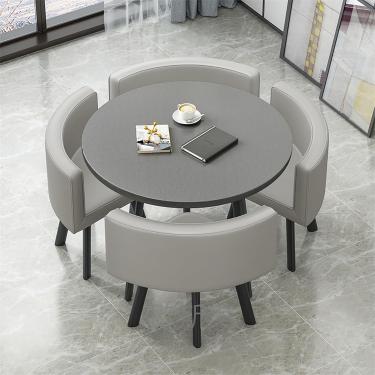 Imagem de Conjunto De Mesa E Cadeira De Clube De Sala De Recepção De Escritório Mesa De Recepção E Cadeira Mesa De Negociação De Combinação Mesa Redonda De Conferência Co, Light Gray