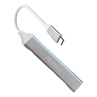 Imagem de HUB Usb E Tipo-c 4 Portas Rapido Mouse Teclado Hd Tipo-c - Prata - PRO
