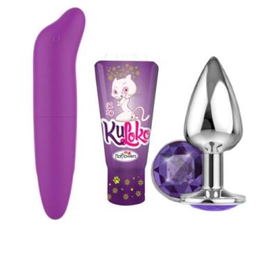 Imagem de Vibrador Feminino Ponto G Estimulador Clitóris + Gel Dessensibilizante