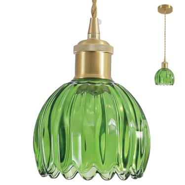 Imagem de FINNCHY Mini luminária pendente de flores ajustável, luzes pendentes de vidro vintage, ilha de cozinha, sala de jantar, corredor, quarto, sala de estar, lâmpada LED incluída