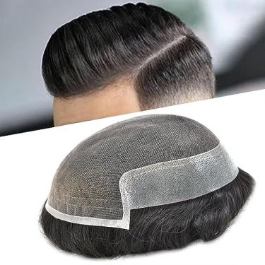 Imagem de Peruca francesa de renda frontal masculina peruca de cabelo humano europeu nó descolorido linha de cabelo natural masculina sistema de cabelo peruca para homens macio cabelo humano europeu próstese